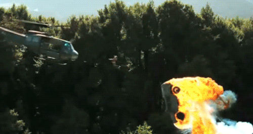 Wolverine vs. helicopter