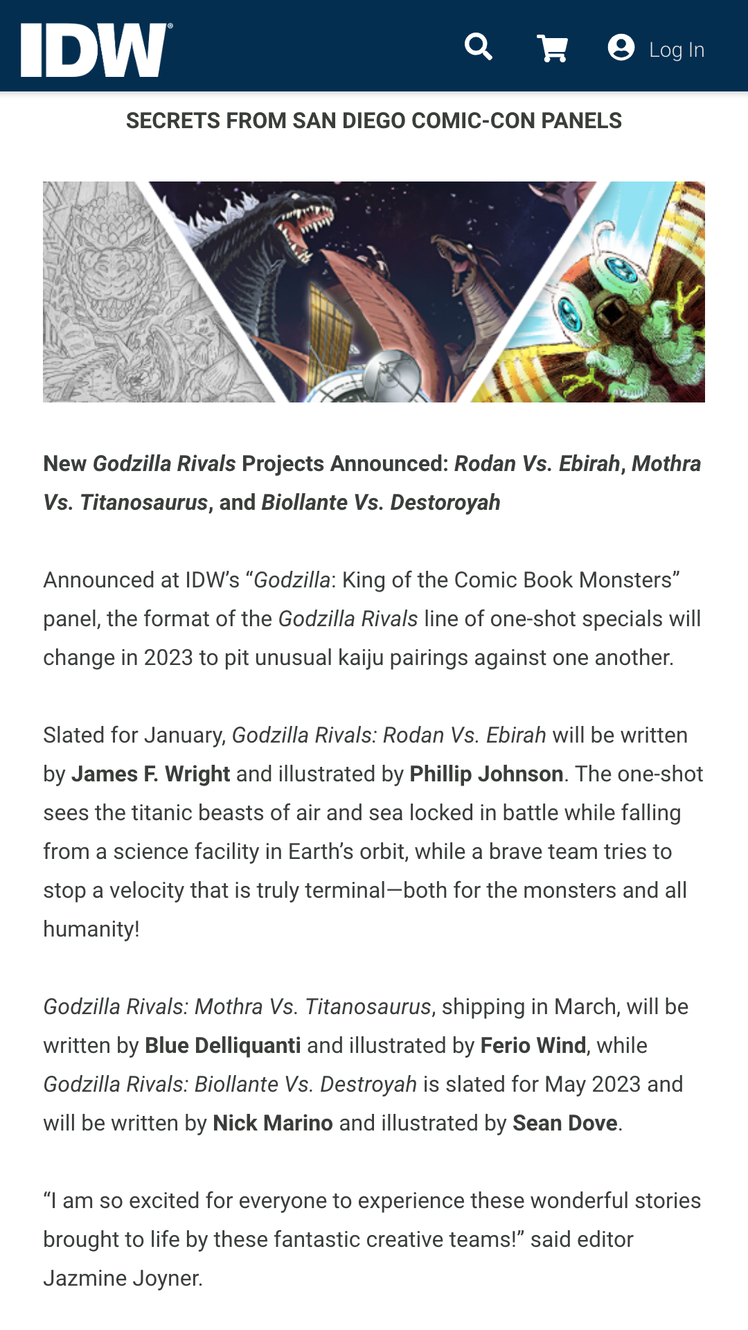IDW Godzilla Rivals comics 2023