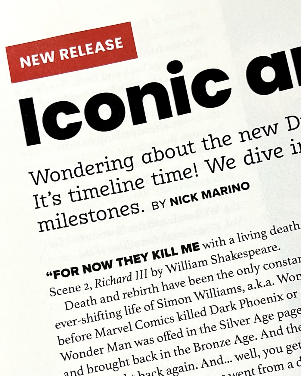 Nick Marino's byline in Den of Geek Magazine