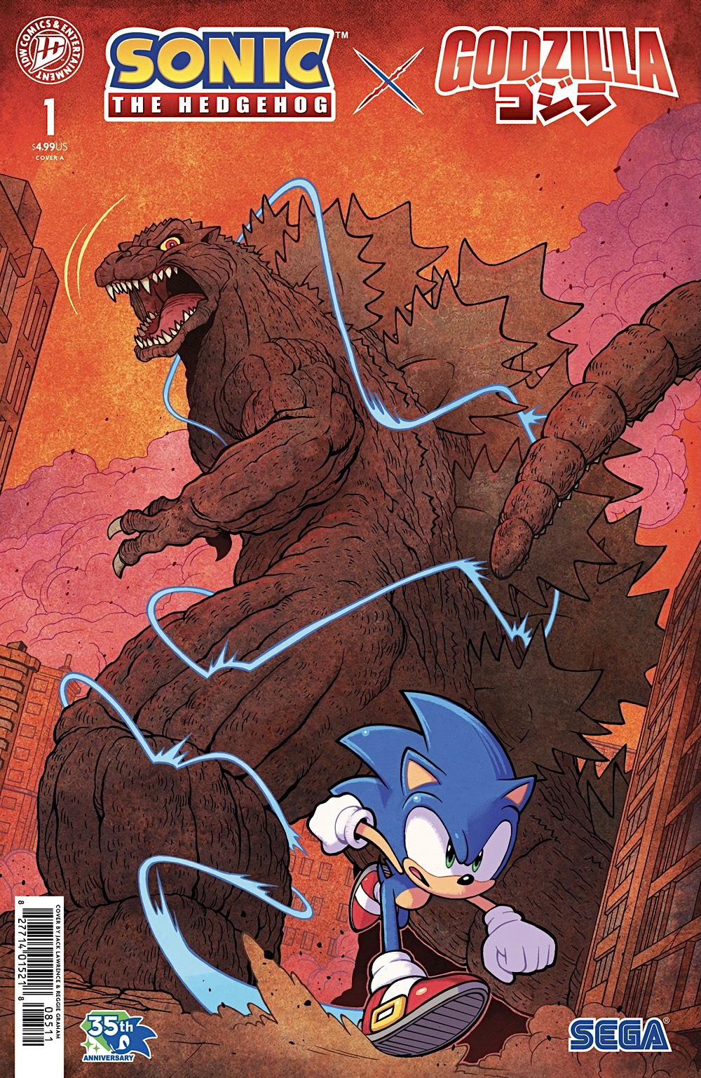 Sonic the Hedgehog X Godzilla #1 Cover A by Jack Lawrence and Reggie Graham Sonic X Godzilla #1 by Jack Lawrence and Reggie Graham