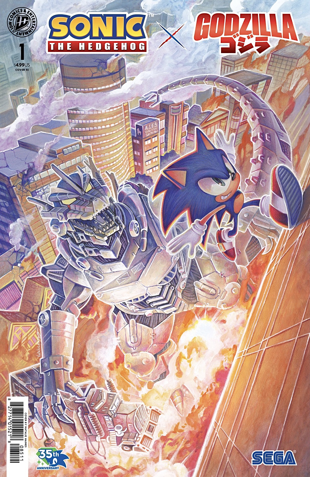 Sonic the Hedgehog X Godzilla #1 Cover RI by Natalie Haines Sonic X Godzilla #1 by Natalie Haines