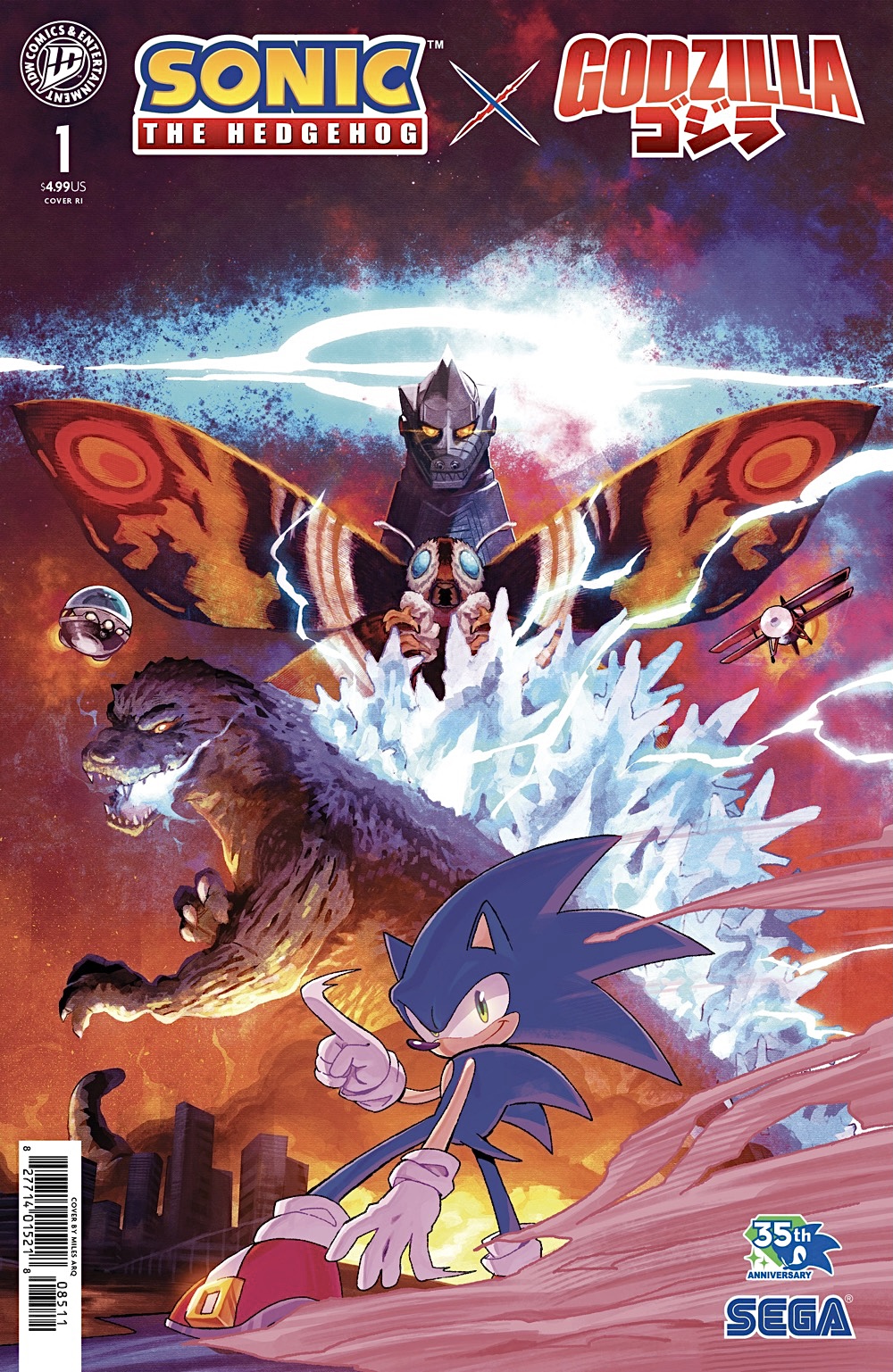Sonic the Hedgehog X Godzilla #1 Cover RI by Miles Arq Sonic X Godzilla #1 by Miles Arq