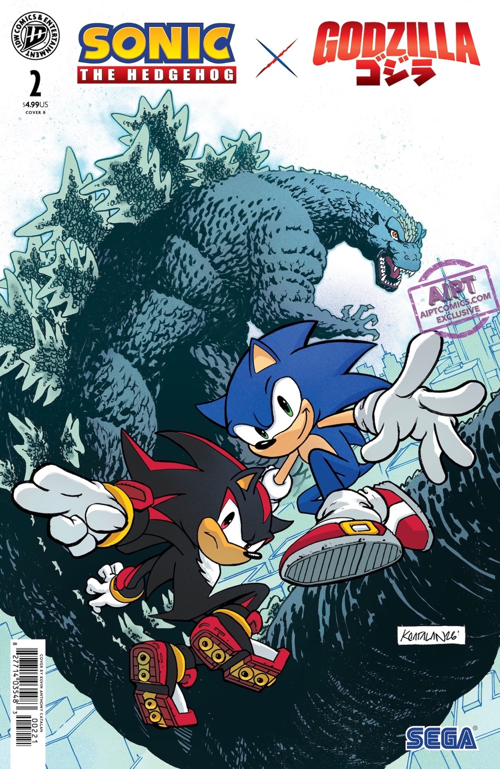 Sonic X Godzilla #2 Cover B by Kevin Anthony Catalan