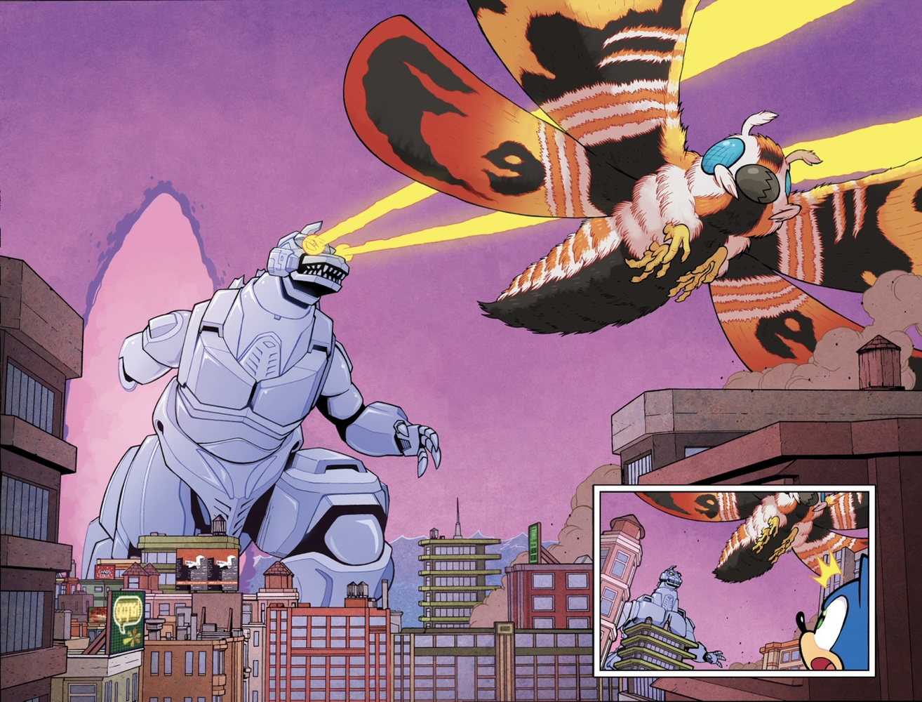 Sonic X Godzilla #1 pages 4-5