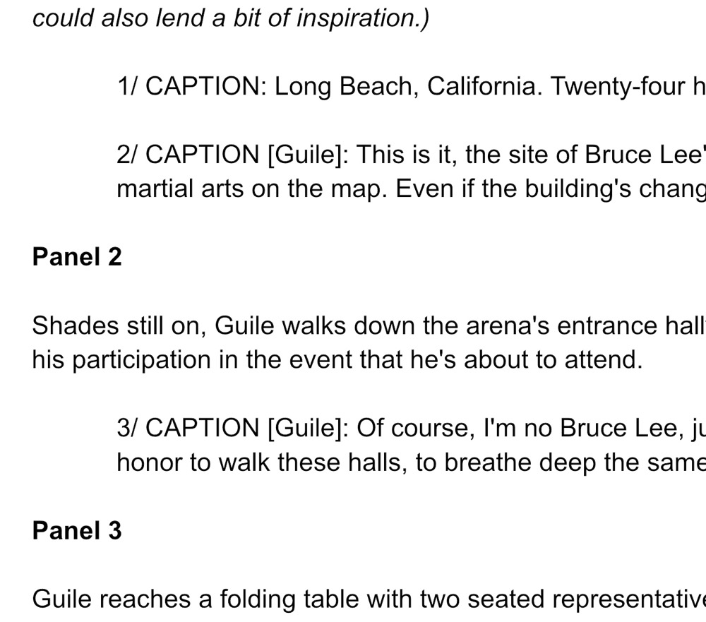 Guile comic book script